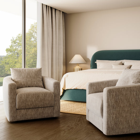 Customisable armchairs Melbourne in neutral living room