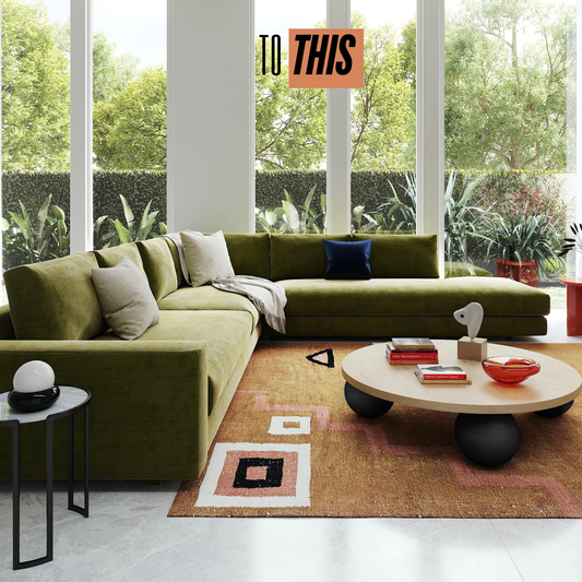 Melbourne-made long sofa couch in neutral fabric